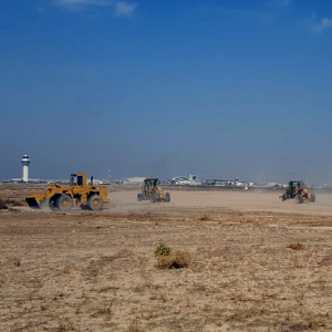 One of the initial activities was clearing and grubbing of the construction site, to remove the 200mm of top soil containing organic material. A total of around 2 million m2 area has been cleared and grubbed by February 2017., 01-02-2017